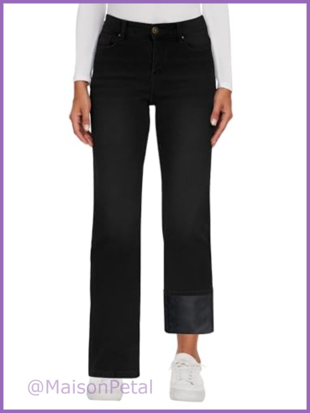 Fleece Lined Jeans Women High Waisted Wide Leg Winter Thermal Jean Pants